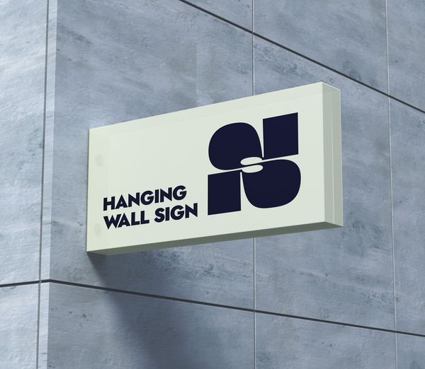 Hanging Psd Wall Sign Mockup